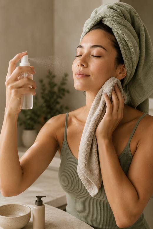 A facial mist moment of self-care